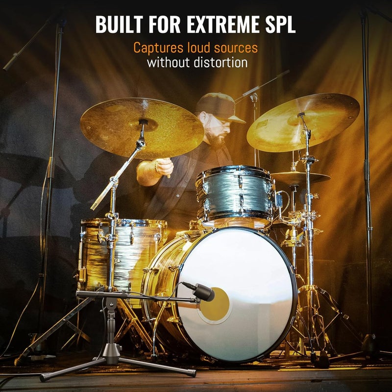 Phenyx Pro PDM33 Kick Drum Microphone, Cardioid Dynamic Mic with Locking Stand Adapter, Integral XLR Connector, and Metal Mesh Grille - Image 3